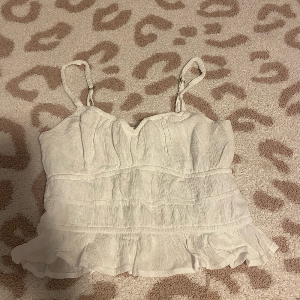 Hollister White Ruffled Camisole Top
